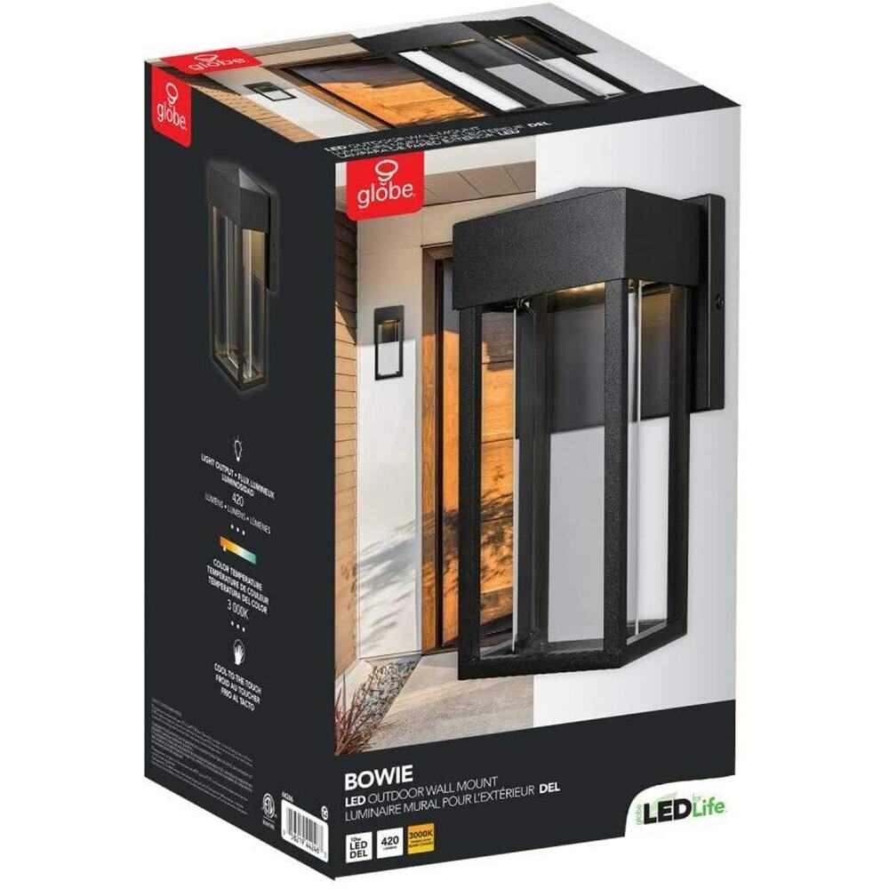 Globe Electric Bowie Integrated LED Outdoor Indoor Wall Sconce, 4424